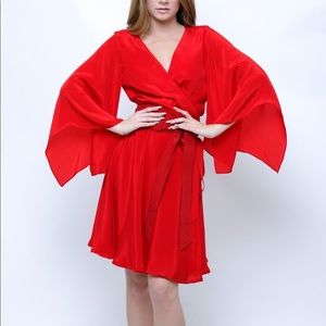 Shahida Parides Short Kimono Dress- Red (Sizzling)
